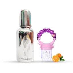 goodmunchkins Stainless Steel Feeding Bottle with Fruit Feeder 304 Grade Steel /Jointless- Stainless Steel-picture-11