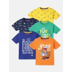 Googo Gaaga Boys Pack of 5 Typography Printed T-shirt-picture-58