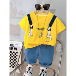 Googo Gaaga Boys Printed Short Sleeves Pure Cotton T-shirt With Shorts-picture-46