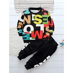 Googo Gaaga Girls Typography Printed Pure Cotton Sweatshirt with Joggers-picture-16