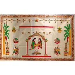 gopad Cotton Antarpat Wedding Mandap Designed, Antarpat the Cloth Held in Front of the Groom, Holy Shawl (1 pcs / 177.8 x 101.6 x 2.5 Cm.)-picture-10