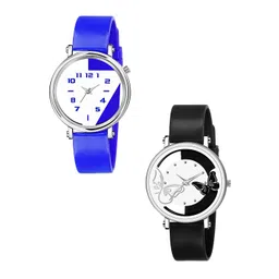 Gopal Shopcart Unisex Pack of 2 Analogue Watch 601 Black 602 Blue-picture-33