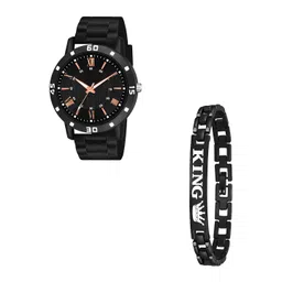 Gopal Shopcart Unisex Pack Of 2 Analogue Watch & Bracelet Aeviyo BLK1016 NEW PU K Bracelet-picture-17