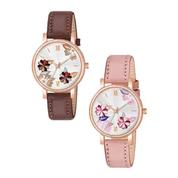 Gopal Shopcart UniSex Pack of 2 Analogue Watch C36RG BRO PEACH Fosil L-picture-21