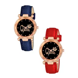 Gopal Shopcart Unisex pack of 2 Analogue Watch GR379RG Q BLU RED Vel L-picture-28