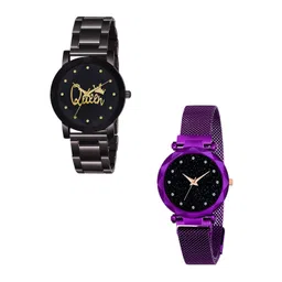 Gopal Shopcart Unisex Pack Of 2 Analogue Watch Metal_queen_379_Purple_12-picture-35