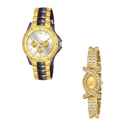 Gopal Shopcart Unisex Pack Of 2 Analogue Watch rosra_black_Gold_whiteDial_AKS1-picture-32