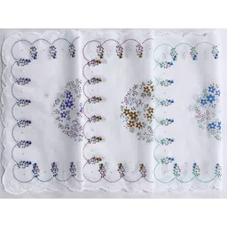 Gopika 325 100% Cotton Women’s White - Artistic Flower Patterns ["White"] Handkerchief image 5