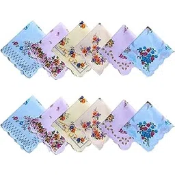 gopika handkerchiefs Gopika Floral Ladies Handkerchiefs - Delicate Cutwork Scallop Border, 30x30cm Soft Cotton, Assorted Pastel Colors (Blue, Pink, Yellow, Orange)-picture-11