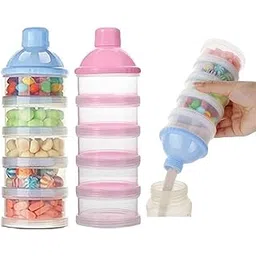 GOPINATH ECOM Portable Stackable Snack Container With 5 Layers And Compartments For Food Storage Protein Powder Nuts Baby Formula Travel Picnic School Organizer Leak Proof Design-picture-15