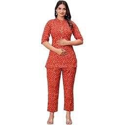 gora laxmi Anuom Women's Cotton Printed Matetnity Kurta Pants Set | Feeding Pyjama Set for Women| Printed Comfortable Feeding Top Pants Set-picture-41