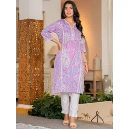 Gora Laxmi Women Purple Cotton Kurtas-picture-14