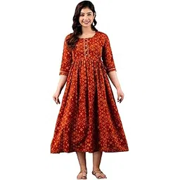 gora laxmi Women's Cotton All Over Print Maxi Maternity Gown-picture-23