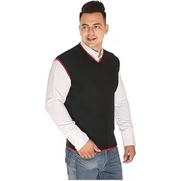 gorangani Men's Half Sleeves V Neck Solid Woolen Sweater for Winter_MENSSWEATER4-picture-41