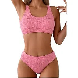 gorglitter Women's 2 Piece Swimsuits Textured Scoop Neck Beach Bikini Sets-picture-21