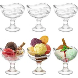 gosk enterprise Glass Serving Bowl Glass Dessert Bowl Designer Ice Cream Bowl Set of 6 Pudding & Custard Salad Bowl-picture-24