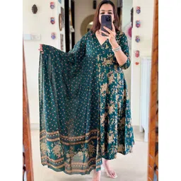 GoSriKi Floral Printed Angrakha Kurta with Trouser & Dupatta-picture-37