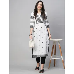 gosriki KALINI Floral Embroidered Notch Neck Thread Work Cotton Kurta-picture-45