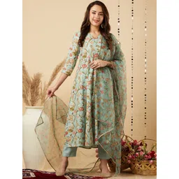 gosriki KALINI Floral Printed Kurta & Trousers With Dupatta-picture-25