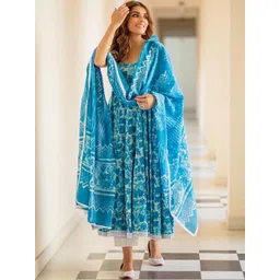 gosriki KALINI Floral Printed Kurta With Trousers & Dupatta-picture-16