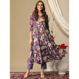 gosriki KALINI Floral Printed Notch Neck Regular Anarkali Kurta with Trousers-picture-14
