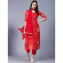 gosriki KALINI Floral Printed Straight Kurta with Trousers & Dupatta-picture-18