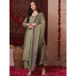 GoSriKi Notch Neck Kurta With Palazzos And Dupatta-picture-22