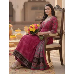 GoSriKi Women Ethnic Motifs Printed Panelled Kurta with Trousers & With Dupatta-image-37