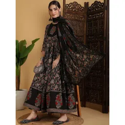 GoSriKi Women Floral Printed Panelled Kurta with Palazzos & With Dupatta-image-0