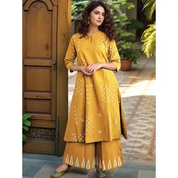 GoSriKi Women Printed Regular Kurta with Palazzos-image-12