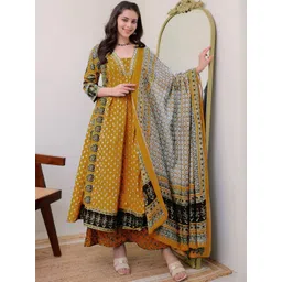 GoSriKi Women Printed Regular Kurta with Palazzos & With Dupatta-image-20