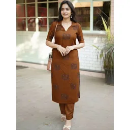 GoSriKi Women Printed Regular Kurta with Trousers-image-49