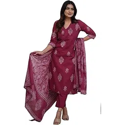 gosriki Women's Rayon Viscose Straight Printed Kurta with Pant & Dupatta-picture-15