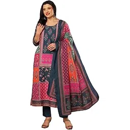 gosriki Women's Silk Blend Printed Straight Kurta with Pant & Dupatta-picture-19