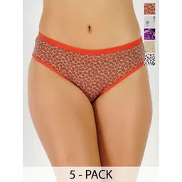 GOTO Pack Of 5 Printed Mid Rise Bikini Briefs NYLON PRINTED BIKINI PENTIE 5PS-picture-32
