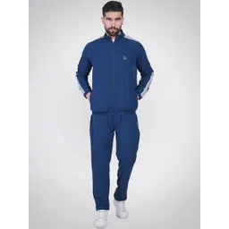 GOTO SPORTS Men Solid Striped Mock Neck Regular Tracksuits image 1