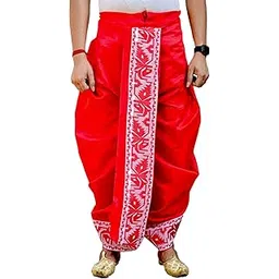 gouri collections Men's Ready to Wear (Pant System) Jamdani(Border) Design Dhoti for Marriage,Pooja,Festival, etc. (GC007)-picture-32