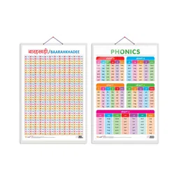 Gowoo Set of 2 Baarahkhadee and PHONICS 1 Early Learning Educational Charts Non-Tearable and Waterproof Double Sided Laminated - Multicolour-picture-19