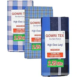 gowri tex Cotton Stitched Lungis Pack Of 3 (Ready To Wear) 2.25Meter-picture-35