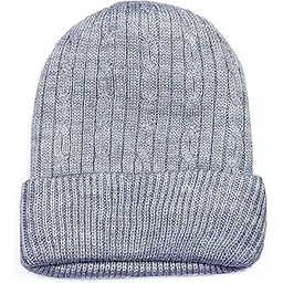 graceway Unisex Winter Woolen Skull Cap Beanie Acro Wool Knit with Cable Design,Extra Warm Soft and Comfortable (Grey)-picture-13