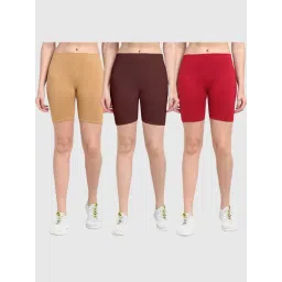 Gracit Beige & Brown Cotton Sports Shorts - Pack Of 3-picture-45