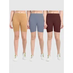 Gracit Beige & Grey Cotton Sports Shorts - Pack Of 3-picture-22