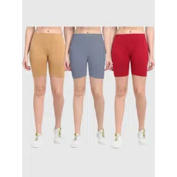 Gracit Beige & Grey Cotton Sports Shorts - Pack Of 3-picture-32