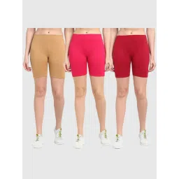 Gracit Beige & Pink Cotton Sports Shorts - Pack Of 3-picture-38