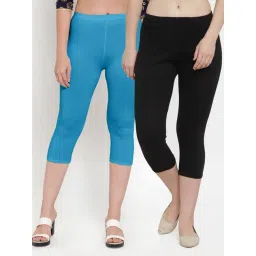 Gracit Black & Blue Mid Rise Capris - Pack Of 2-picture-26