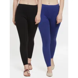 Gracit Black & Blue Mid Rise Leggings - Pack Of 2-picture-44
