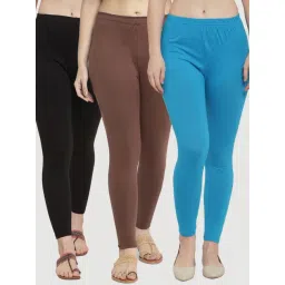 Gracit Black & Brown Mid Rise Leggings - Pack Of 3-picture-37