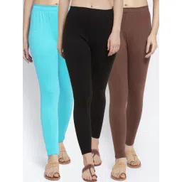Gracit Black & Brown Mid Rise Leggings - Pack Of 3-picture-38