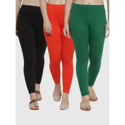 Gracit Black & Orange Mid Rise Leggings - Pack Of 3-picture-33