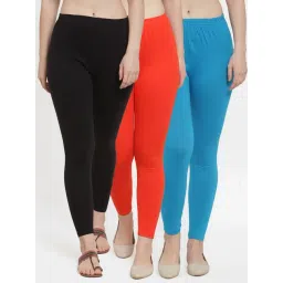 Gracit Black & Orange Mid Rise Leggings - Pack Of 3-picture-34